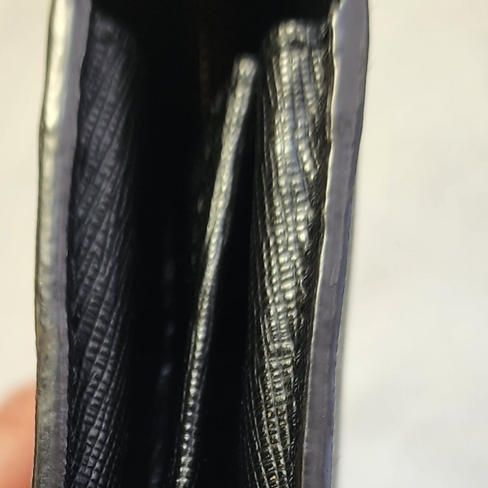 FURLA Saffiano Leather Zip Around Long Wallet Black Gold Logo Women's Italy EUC - Picture 9 of 15